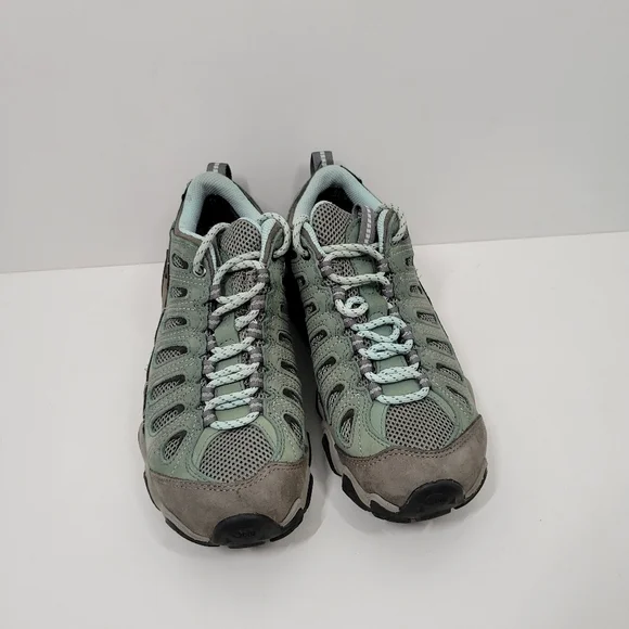 Oboz Sawtooth Low Teal Blue Gray Mesh Leather Waterproof Hiking Boot Shoe Sz 7.5 - Picture 2 of 6